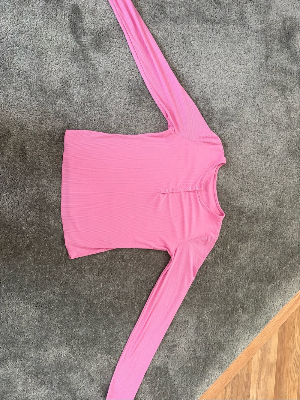 Women's Long Sleeve Henley Top - Pink